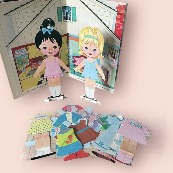 Vintage 1965 Jill & Joan Paper Dolls with Flocked Clothes Whitman Publishing - Picture 2 of 12